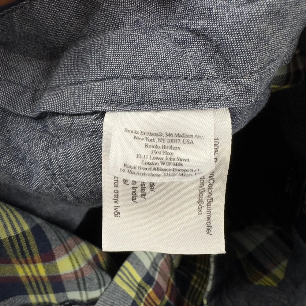 Brooks Brothers 346 Mens Plaid Cotton Chino Shorts Navy Yellow Burgundy‎ Size 42